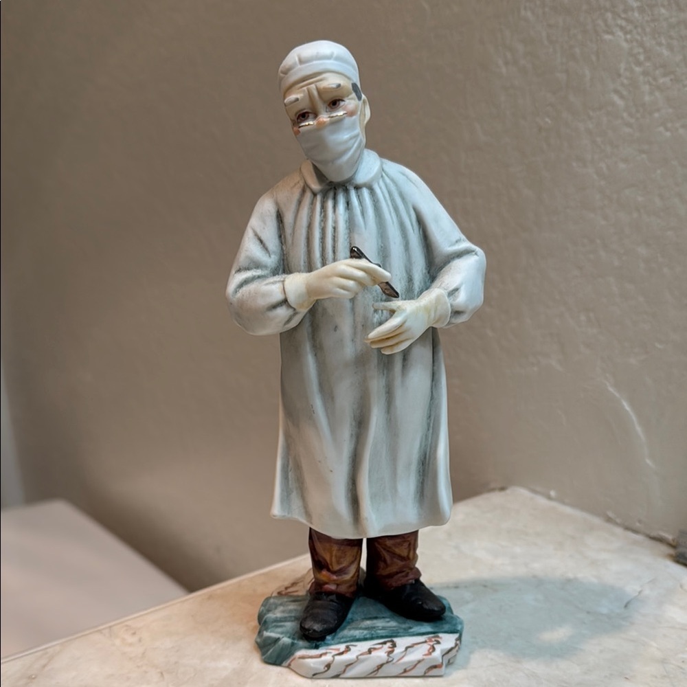 Porcelain Surgeon Figurine in White and Brown